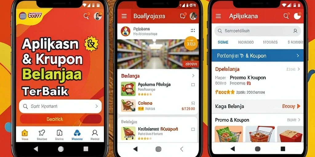 Tampilan antarmuka aplikasi C0077 dengan berbagai kupon menarik.