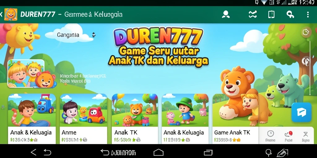Antarmuka cerah dan menarik dari DUREN777 untuk Game Anak TK.