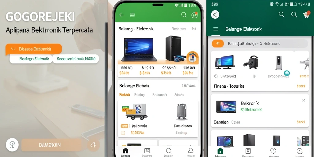 Antarmuka aplikasi GOGOREJEKI untuk belanja elektronik yang user-friendly.
