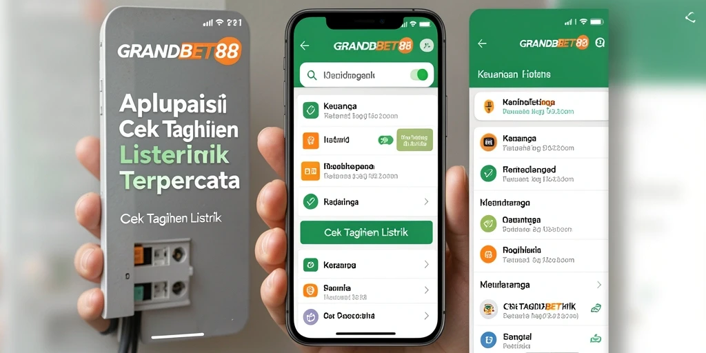 Antarmuka pengguna aplikasi Cek Tagihan Listrik GRANDBET88 yang sederhana.