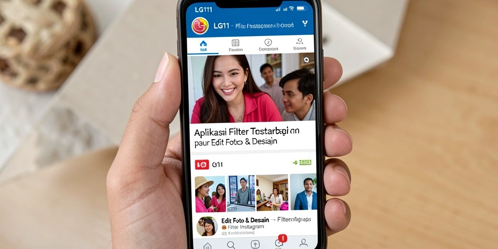 Antarmuka LG111 menampilkan berbagai filter Instagram yang menarik dan mudah digunakan.