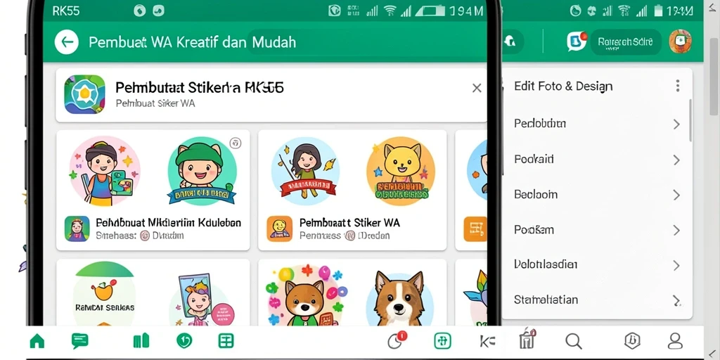 Screenshot RK55 menunjukkan antarmuka pembuat stiker yang intuitif dan menarik.