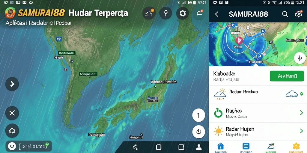 Tampilan antarmuka SAMURAI88 menampilkan peta radar hujan secara real-time.