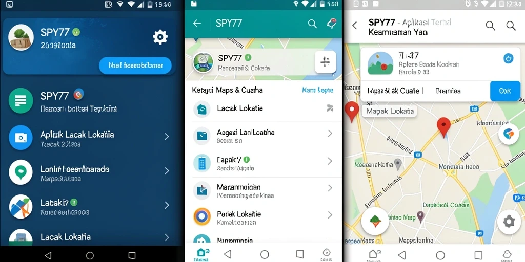 Antarmuka SPY77 yang menampilkan lokasi real-time dengan fitur pelacakan.