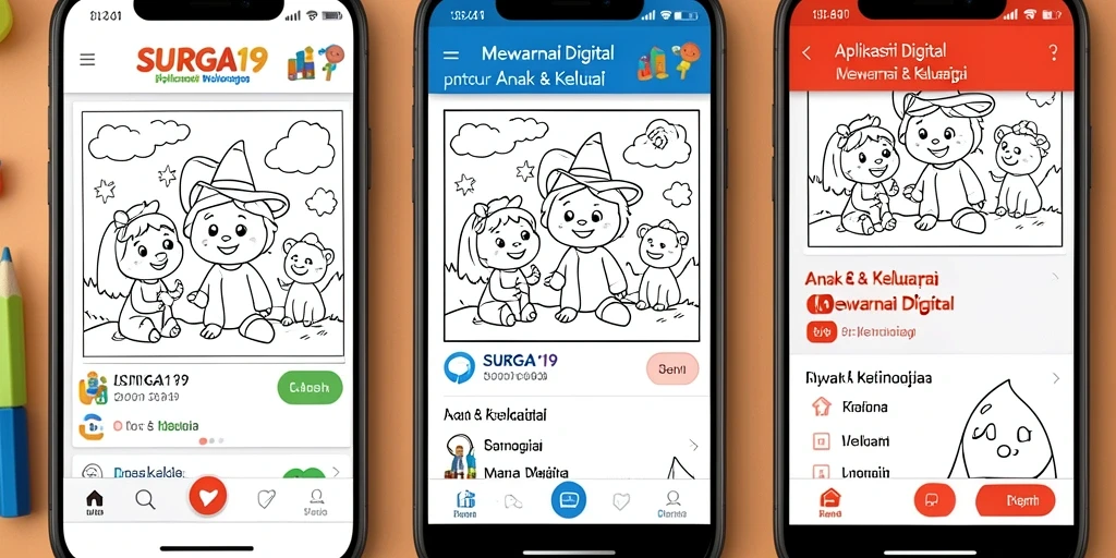 Antarmuka <strong>SURGA19</strong> yang menarik dan interaktif untuk Mewarnai Digital.