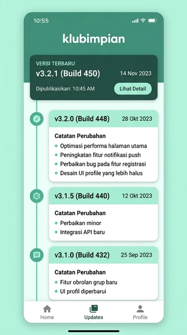 Riwayat Versi Aplikasi klubimpian untuk Android